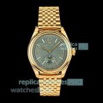 Swiss Replica PPM Rolex Oyster Perpetual 1908 Green Dial Yellow Gold Gain Weight Watch 